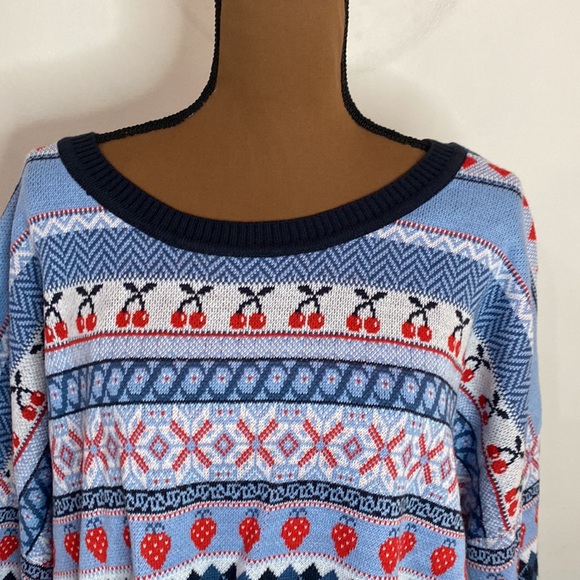 New Lane Bryant Classic Crew-Neck Fruit Jacquard Fair Isle Sweater size 26 / 28 - Picture 6 of 12